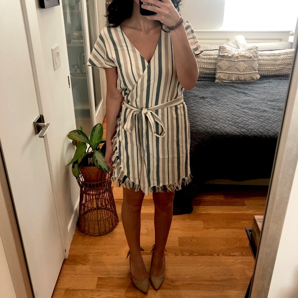 Tularosa Didion Linen Wrap Dress in La Rochelle